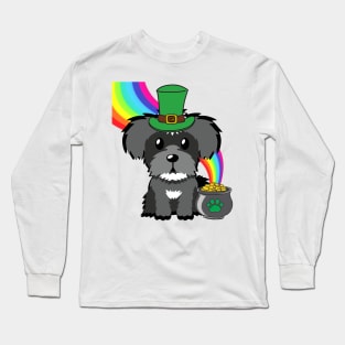 Funny schnauzer celebrates st patrick's day Long Sleeve T-Shirt